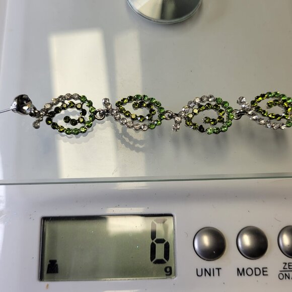 Green and Silver Crystal Chandelier Earrings - Picture 7 of 7